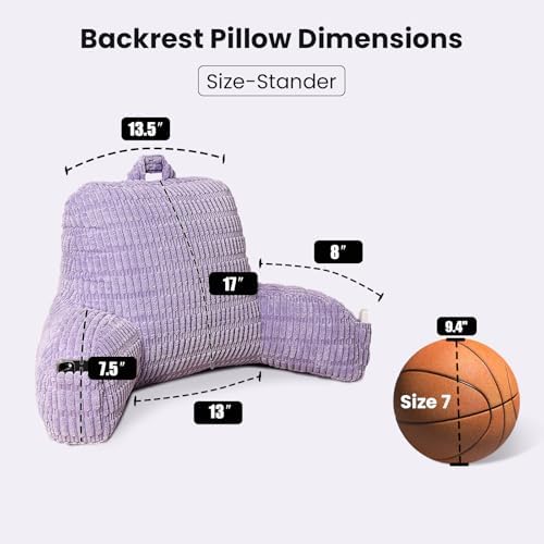 Reading Pillow for Sitting in Bed with Arm,Purple Corduroy,M - Image 3