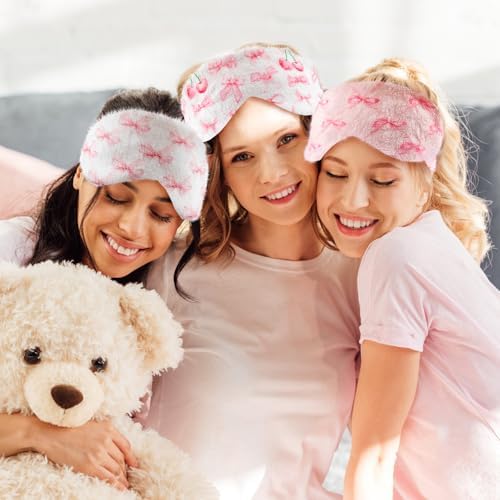Cuffbow 6 Pack Fuzzy Sleep Masks Plush Eye Mask,Bow,Pink - Image 6