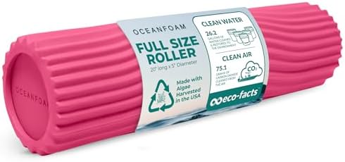 Oceanfoam Tidal Roller - Hot Pink - Muscle Massage Foam Roller for Back Pain & Stretching - Firm and Ergonomic Wide Wave Textured - Yoga, Athletics, & Wellness - Full Size, 20" x 5" by Oceanfoam