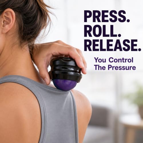 Manual Massage Ball Roller for Forearm & Muscle Pain Relief - Purple Handheld Self Massage Tool for Essential Oils & Lotion - Image 3