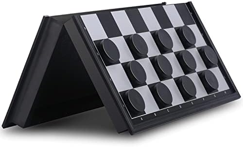 Magnetic Travel Checkers Board Game Set for Kids and Adults by QuadPro