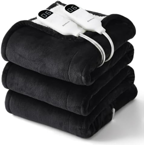 Bedsure Heated Blanket Queen Size, Dual Control Electric Blanket, Black by Unknown