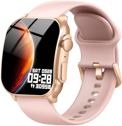 Smart Watch, 2.01" AMOLED Curved Touchscreen Fitness Watch for Women, IP68 Waterproof, 24/7 Heart Rate/Sleep Monitor, Fitness Tracker with Pedometer, 120+ Sports Modes, Smartwatch for Android iOS Pink by Poounur