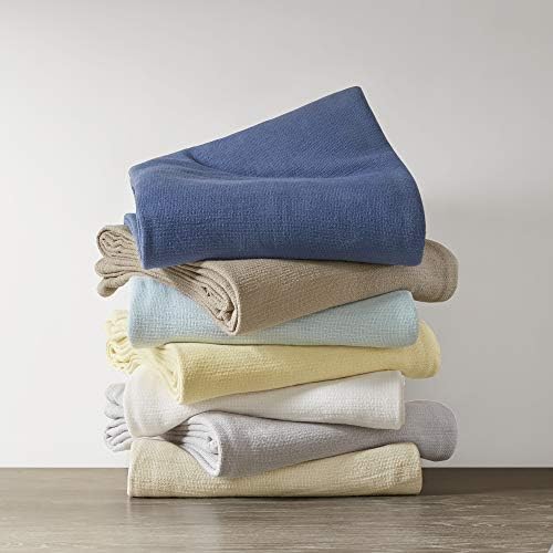 Madison Park Freshspun Basketweave Luxury Cotton Blanket Yellow 108x90" King Size Basketweave Premium Soft Cozy 100% Cotton For Bed, Couch or Sofa - Image 3