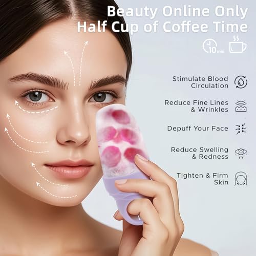 Ice Roller for Face and Eye, Reusable Silicone Ice Facial Roller for Reducing Puffiness, Ice Face Mold Skin Care, Ice Cube Roller Tools for Women - Purple 3 Pcs - Image 2