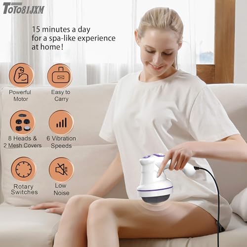 TOTO81JXM Electric Cellulite Massager – Body Sculpting Machine with 8 Massage Heads, Lymphatic Drainage & Skin Tightening for Belly Stomach Leg, Lipo Roller Massager After Surgery, Adjustable Speed. - Image 3