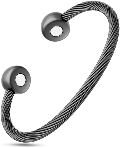MagnetRX® Twisted Cable Magnetic Bracelet Cuff (Gunmetal, Small) by MagnetRX