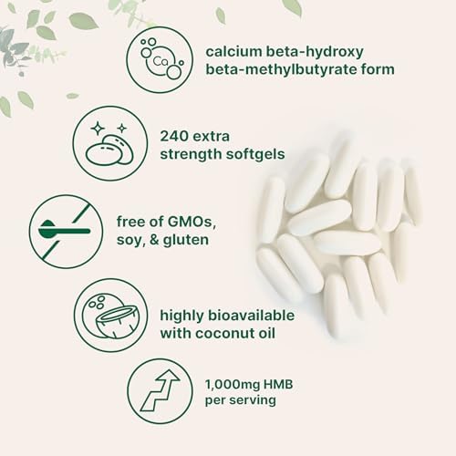 HMB 1,000mg | 240 Softgels with Coconut Oil | Highly Bioavailable | HMB Supplements for Men & Women | Calcium Beta-Hydroxy Beta-Methylbutyrate | Supports Lean Muscle Mass & Muscle Recovery - Image 3