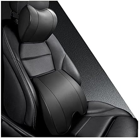Memory Foam PU Leather Lumbar Pillow - Car Middle/Lower Back Support Pillow - Suitable for Car Seats, Office Chairs, Recliners, etc. (Black) - Image 2