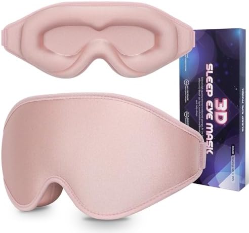 Sleep Mask 3D Eye Mask for Sleeping 100% Light Blocking Eye Covers with Adjustable Strap Night Blindfold for Women Memory Foam Pink by DecMetu