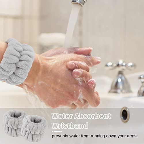 WHAVEL 6PCS Spa Headband and Wristbands Set, Face Wash Headband Wrist Bands for Washing Face Makeup Skincare Hair Band Skin Care Accessories Tools - Image 3