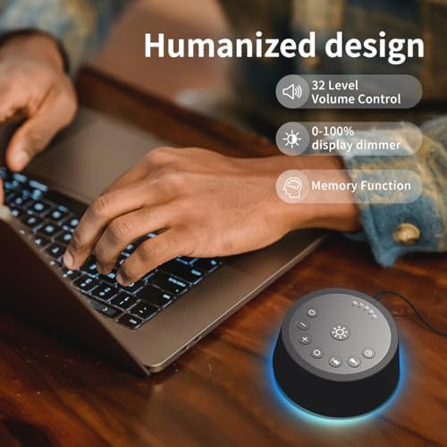 SoundLegend White Noise Sleep Sound Machines 30 Sounds 12 Colors Light 32-Level Volume 5 Timers for Home Travel Gift Adjustable Brightness Memory Function Compact - Image 5