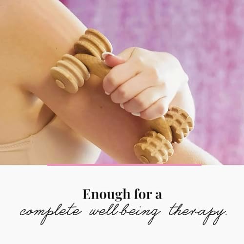 tuuli Accessories Back Massage Muscle Roller Tool Massager for Neck Shoulder Arms Legs Body Wooden 7 x 3 inches - Image 4