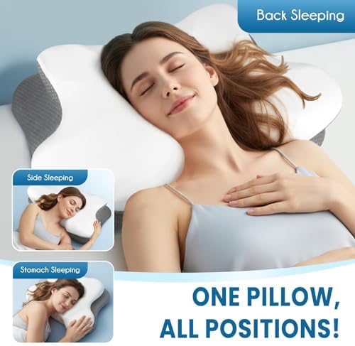 Pillow for Neck and Shoulder Support, Ergonomic Bed Pillow for Side, Back, Stomach Sleepers, White - Image 6