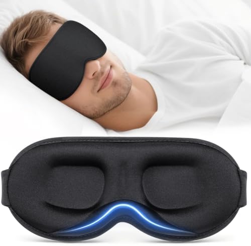 Vynix® Sleep Mask for Men Women - 100% Blackout Eye Masks for Sleep - 3D Soft Sleeping Mask for Side Sleepers - Zero Pressure Lash Extensions Eye Cover Shade for Airplane Travel Essentials, Black by Vynix