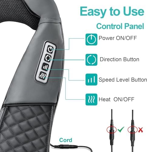 Medcursor Neck Massager - Portable Electric Shiatsu Back Massage Device with Heat, Deep Tissue 3D Kneading Pillow for Muscle Pain Relief, Valentines Day Gifts - Includes Carry Bag (No Battery) - Image 2