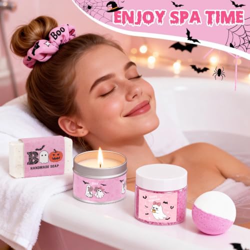 Pink Boo Basket Stuffers for Teens Girl Women, Halloween Spa Gift Basket - Image 3