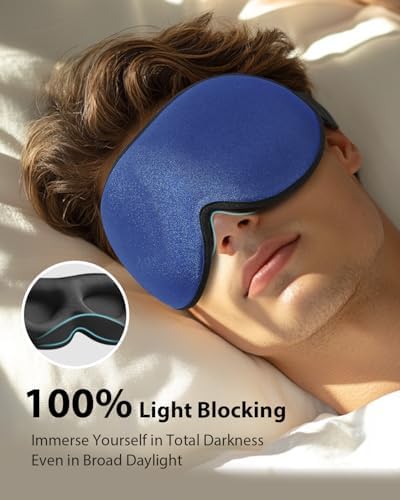MABAO Weighted Sleep Mask, 100% Blackout Blindfold for Sleeping, Blue - Image 2