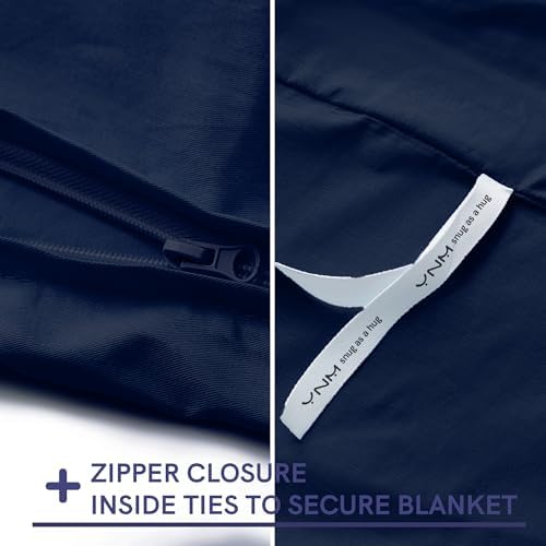 YnM Cotton Duvet Cover for Weighted Blankets (Navy, 41''x60'') - Image 3