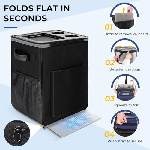 INSMEER 2-in-1 Rolling Cooler with Wheels, 60 Cans Collapsible Soft Sided Cooler on Wheels, Hard Top with 2 Cup Holders, Insulated 100% Leakproof Wheeled Cooler Bag for Beach Camping Outdoor - Image 4