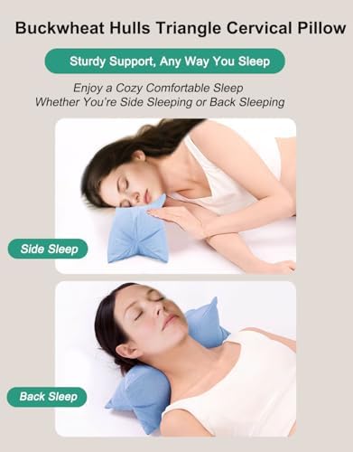 Breathable Buckwheat Cervical Neck Support Pillow, Triangle Pillows for Neck Pain Relief, Adjustable Height Cool Sleep Cylinder Bolster Pillow, Removable Washable, Green 15 X 5 Inches - Image 5