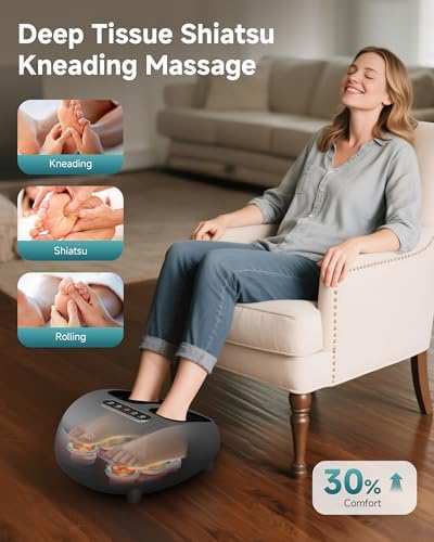 Foot Massager with Heat Compression Kneading Rolling Shiatsu Feet Massager for Plantar Fasciitis Neuropathy, Large Size 14" Remote Control Foot Heater/Heated Feet Warmer Gifts/Presents for Women,Men - Image 2