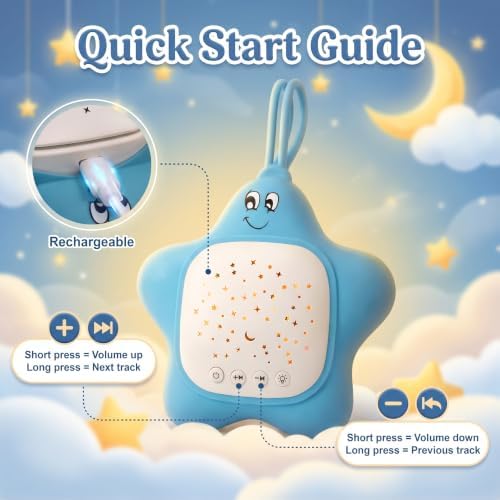 Portable Baby White Noise Sound Machine with Sleep Soothing Star Projector - Image 4