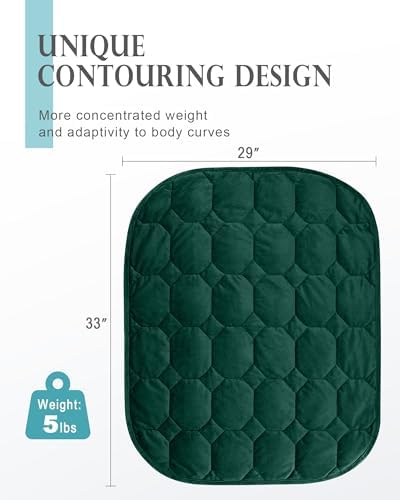 Cottonblue Small Weighted Lap Blanket 5lbs for Adults Teens 29"x33", Green - Image 3