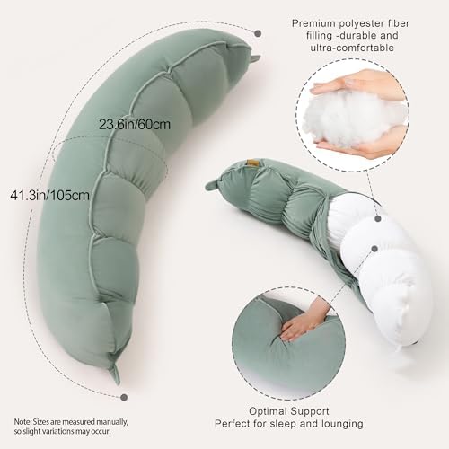 Peallow(Pat. Pend) – Long Round Body Pillow for Adults, Bolster Pillow for Sleeping, Soft and Supportive Pillow for Sleeping & Lumbar Support - Image 3