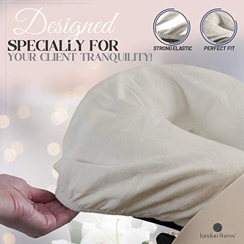 London Linens Pack of 4, Premium Extra Thick 100% Cotton Flannel Massage Tables Face Cradle Covers Cozies Fitted - Includes 4 pcs (Natural) - Image 5