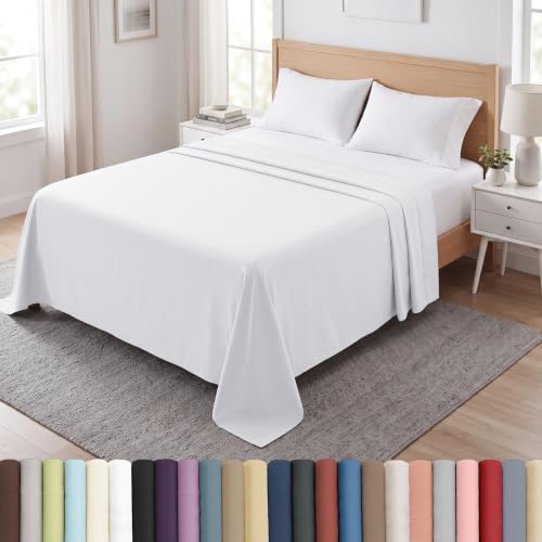 XL Oversized King Flat Sheet Only 132x110 California King Flat Sheet White by SouthshoreFineLivingInc