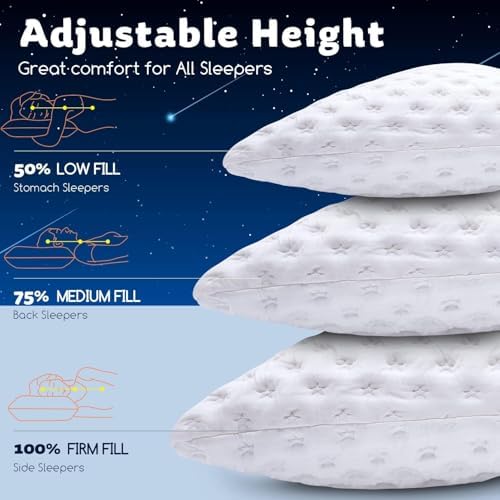 Cooling Side Sleeper Pillow for Neck and Shoulder Pain, Luxury Shredded Memory Foam Curved Bed Pillows for Sleeping Set of 1- Adjustable Queen Size- Washable Cover Crescent White&Extra Grey Pillowcase - Image 4