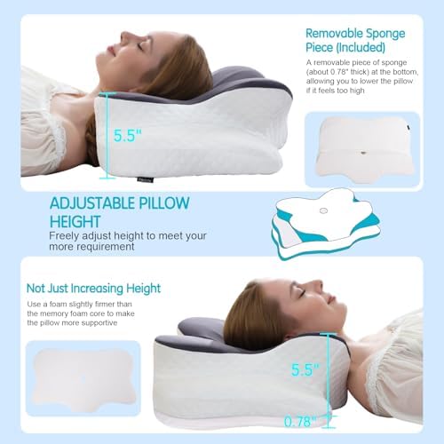 Cervical Pillow for Neck Pain Relief, Contour Memory Foam Pillows, Adjustable Orthopedic Pillow with Cooling Pillowcase for Side, Back, Stomach Sleepers, Ergonomic Neck and Shoulder Support - Image 6