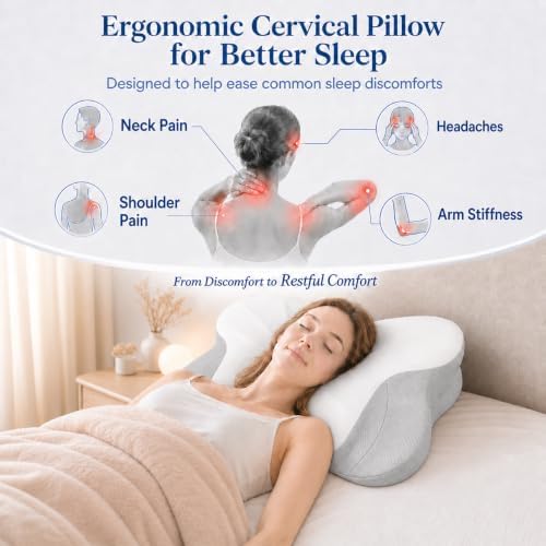 Cervical Neck Pillow for Pain Relief,Memory Foam Ergonomic Pillow - Image 7