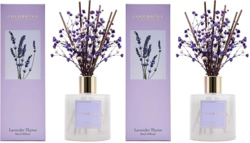 Cocorrína Premium Reed Diffuser Set with Preserved Baby's Breath & Cotton Stick Lavender Thyme | 6.76 Fl.oz Scent Diffuser for Bedroom Bathroom Home Décor (Pack of 2) by COCORR%C3%8DNA