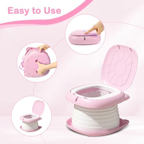 Portable Potty for Toddlers, Foldable Travel Potty(Pink) - Image 5