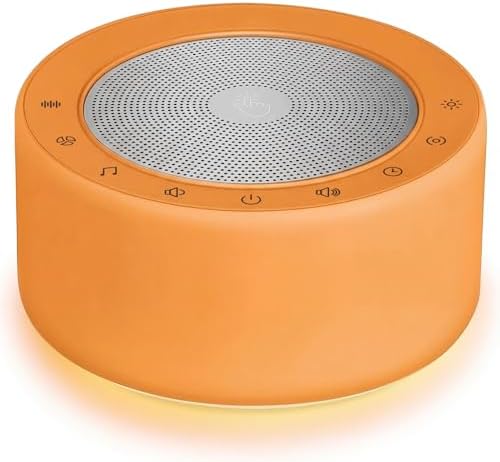 Kipcush White Noise Machine for Baby & Adults, 30 Soothing Sounds, Soft Non-Glare Nursery Lamp, 8 Color Night Lights, Memory Function (Angel V3 Orange, Standard) by Kipcush%C2%AE