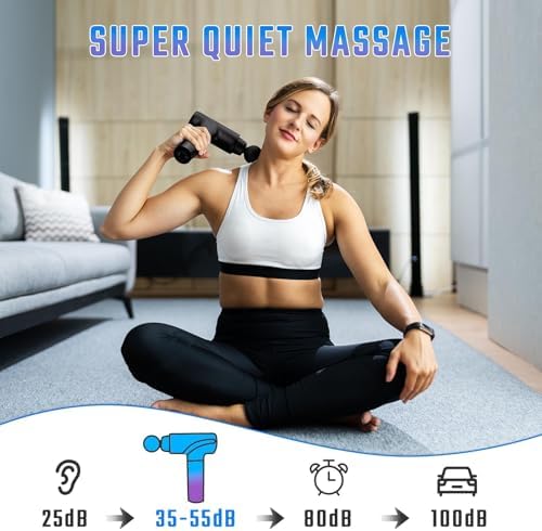 cotsoco Massage Gun Deep Tissue, Muscle Massage Gun with 9 Attachment Heads 20 Speeds & Silent Brushless Motor for Pain Relief, Handheld Percussion Back Massager Gun, Ideal Gift for Mom/Dad(Black) - Image 3