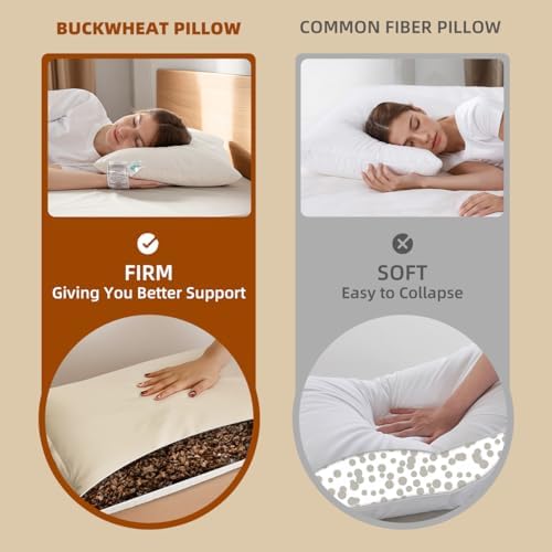 Organic Buckwheat Pillow for Sleeping with Organic Cotton Pillowcase - Image 5