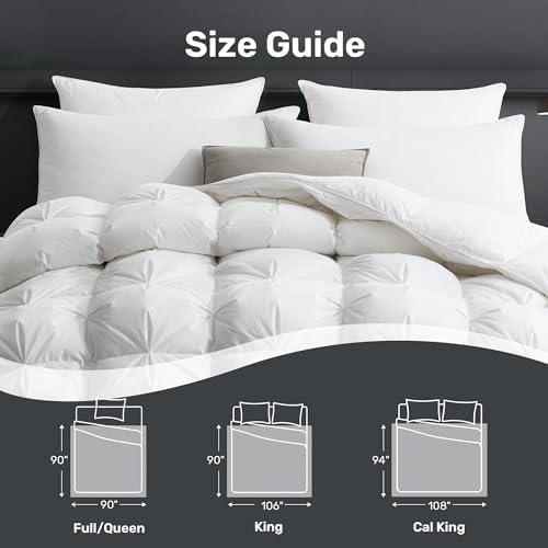 UNIKOME King Size Goose Feather Down Fiber Comforter Duvet Insert, White - Image 6