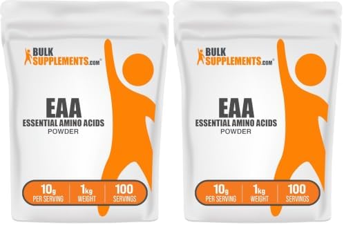 BulkSupplements.com Essential Amino Acids Powder - Essential Amino Acids Supplement, EAA Powder - Unflavored & Gluten Free, 10g per Serving, 1kg (2.2 lbs) (Pack of 2) by BULKSUPPLEMENTSCOM