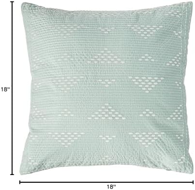 INK+IVY Cario Mid Century Modern Cotton Square Decorative Pillow Sofa Cushion Lumbar, Back Support, 18X18", Geometric Embroidery Blue - Image 5
