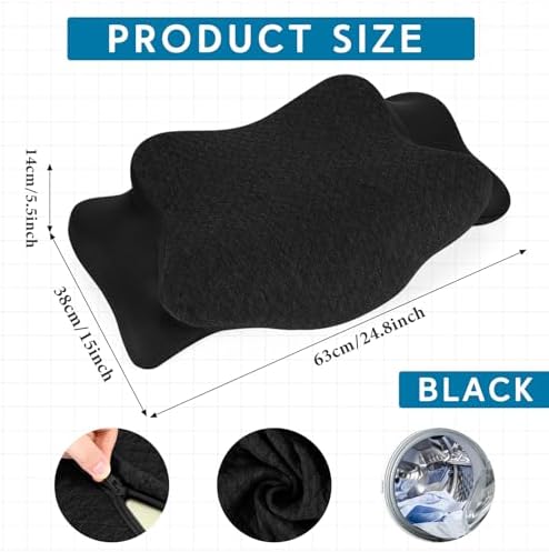 HunnmingRe Pillow Case for Cervical Neck, Black, Queen Size - Image 2