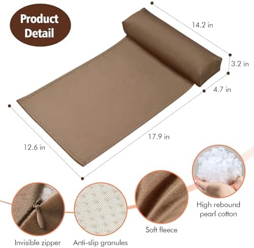 WdFour Velvet Neck & Head Pillow for Recliner Chair, Small Ergonomic Cervical Support Pillow for Home, Office and Travel, Non-Slip Cushion for Tension Relief & Shoulder Comfort (Brown) - Image 3