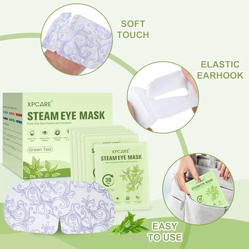XPCARE 48 Pack Steam Eye Mask Disposable for Dry Eyes Cornea Care-Green Tea - Image 2