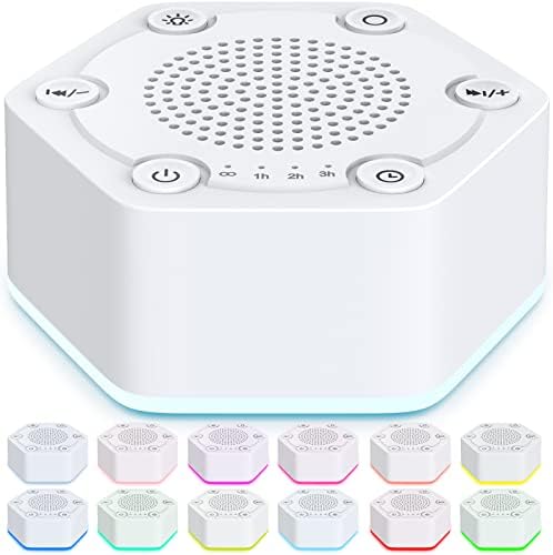 White Noise Sound Machines with High Fidelity 30 Unique Non-Looping Soothing Sounds 12 Colors Night Light 4 Timers 10-Level Brightness 32-Level Volume and Memory Function by WowSleep