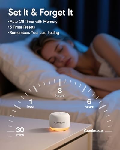 FLOWTUNE Sound Machine with Night Light White Noise Machine for Baby Adults, 18 Non-looping Sounds, Timer, Memory Function, Portable Sleep Sound Therapy Gift - Image 5