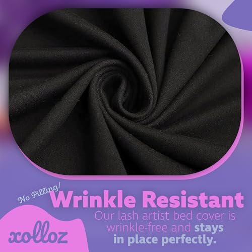 Massage Table Cover, 6 ft Stretch Lash Bed Cover, Black - Image 6