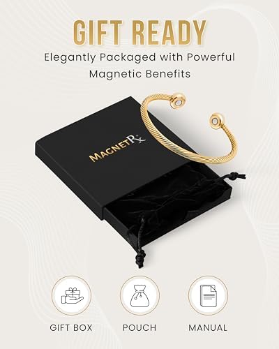 MagnetRX® Twisted Cable Magnetic Bracelet Cuff (Gold, Large) - Image 6