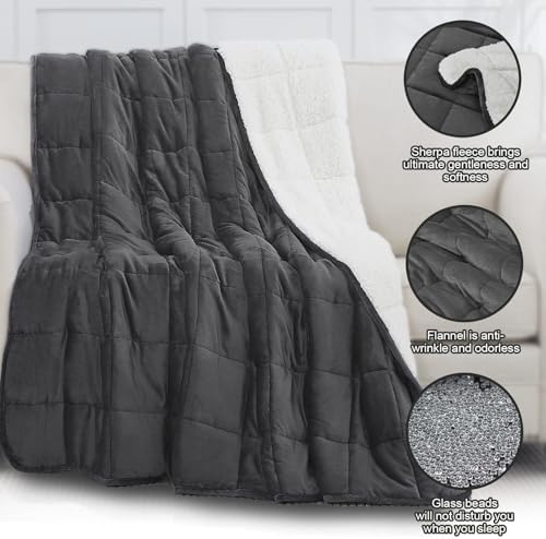 yescool Weighted Blanket for Adults (20 lbs, 60" x 80", Medium Gray) Heavy Blanket for Sleeping Perfect for 140-160 lbs, Queen Size Breathable Blanket with Premium Glass Bead, Machine Washable - Image 5